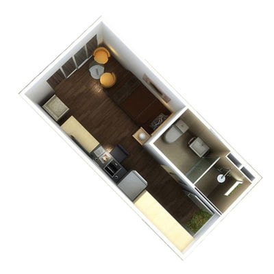 완전히 장착 된 2 침실 컨테이너 하우스 고급 생활 20 FT 컨테이너 집 화장실과 함께 Prefab 배 컨테이너